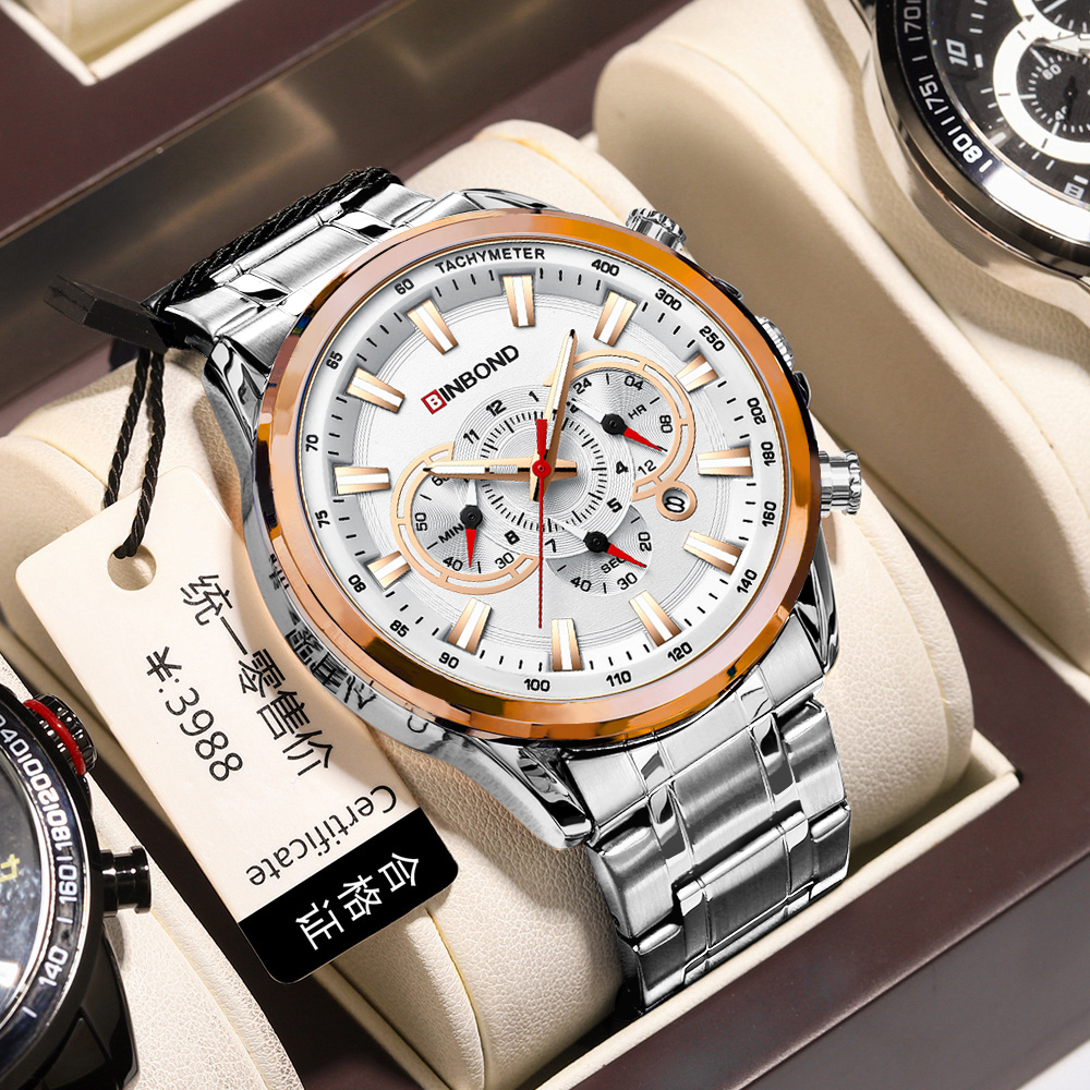 Luxury Man Watch High Quality Waterproof Luminous Men's Wristwatch Stainless Steel Men Quartz Watches Casual Clock-Silver